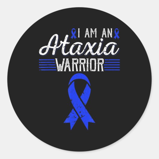 Ik ben een Ataxia Warrior Blue Ribbon Awareness T- Ronde Sticker (Voorkant)