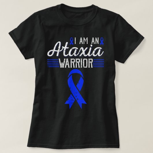 Ik ben een Ataxia Warrior Blue Ribbon Awareness T- T-shirt (Design voorkant)