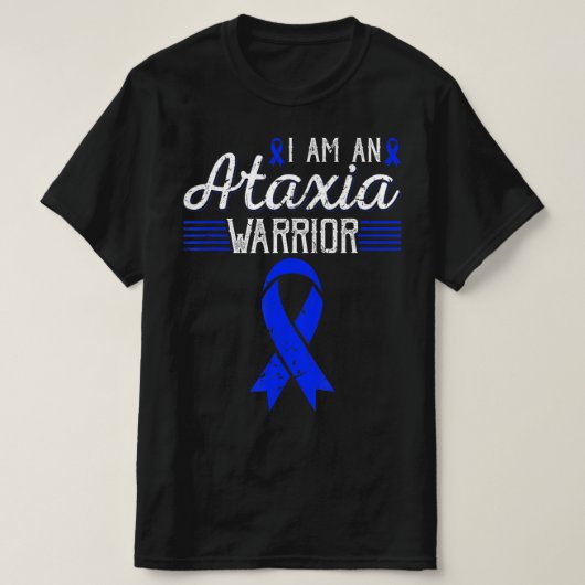 Ik ben een Ataxia Warrior Blue Ribbon Awareness T- T-shirt (Design voorkant)