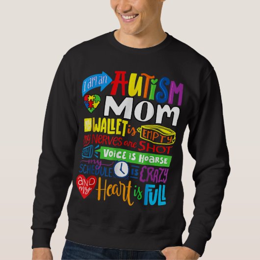 Ik ben een Autism Mam Wallet Empty Proud Autism Mo Trui (Voorkant)