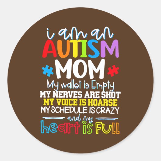 Ik ben een autisme-autisme-autisme-autisme-autisme ronde sticker (Voorkant)