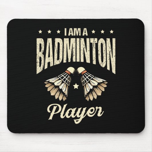 Ik ben een badmintonspeler Racket Shuttle 1 Muismat (Voorkant)