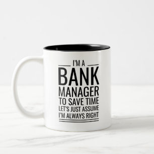 Ik ben een bankmanager om tijd te besparen, laten  tweekleurige koffiemok