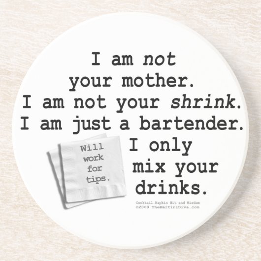 Ik ben een Bartender Coaster Zandsteen Onderzetter (Voorkant)