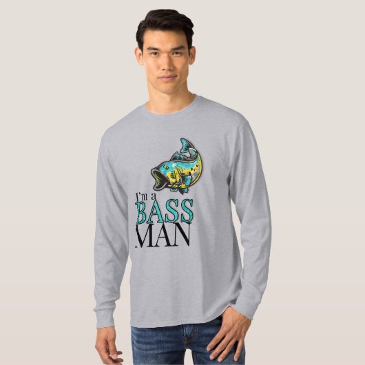 Ik ben een BASS MAN Funny Vissen Theme T-shirt (Voorkant volledig)