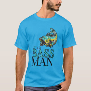 Ik ben een BASS MAN Funny Vissen Theme T-shirt