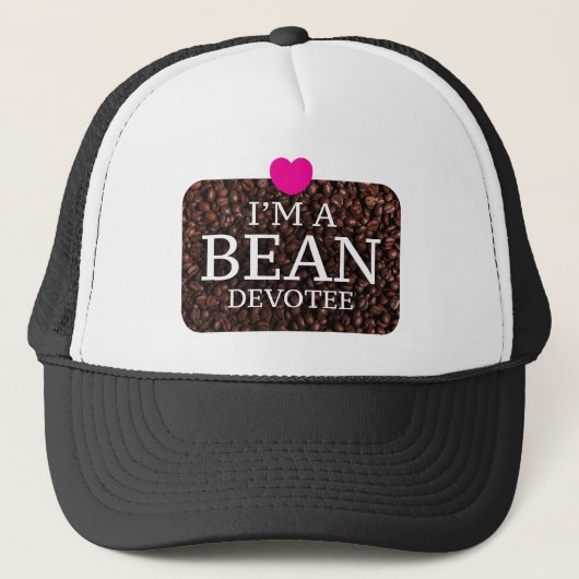 Ik ben een Bean Devotee, Coffee Print Trucker Hat Trucker Pet (Voorkant)