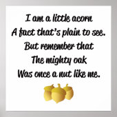 "Ik ben een beetje een eikel" gedicht Poster (Voorkant)
