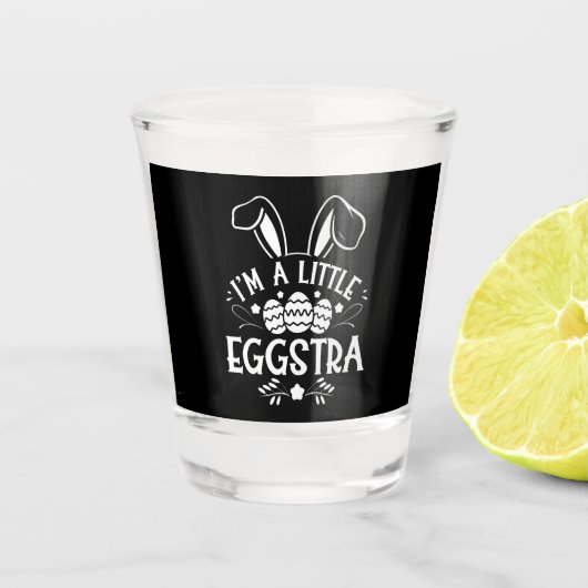 Ik ben een beetje een extra grappig konijn Paashaa Shot Glas (Voorkant)