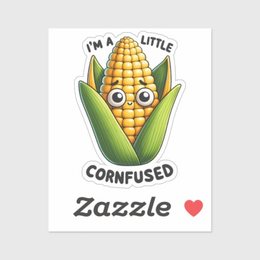 Ik ben een beetje verward grappige maïspun sticker (Vel)