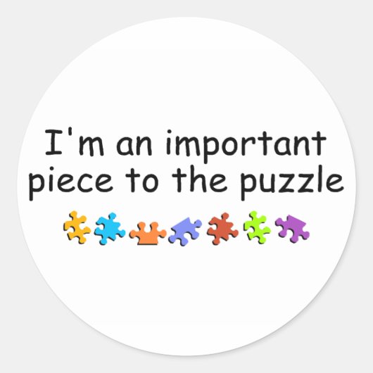 Ik ben een belangrijk stuk puzzel ronde sticker (Voorkant)