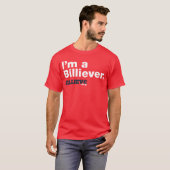 "Ik ben een Billiever" Red Tee Shirt (Voorkant volledig)