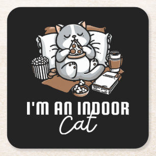 Ik ben een binnenkat - Introverte kat Kartonnen Onderzetters