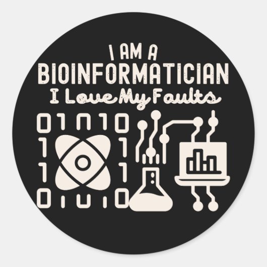 Ik ben een bio-informaticus Ik hou van mijn fouten Ronde Sticker (Voorkant)