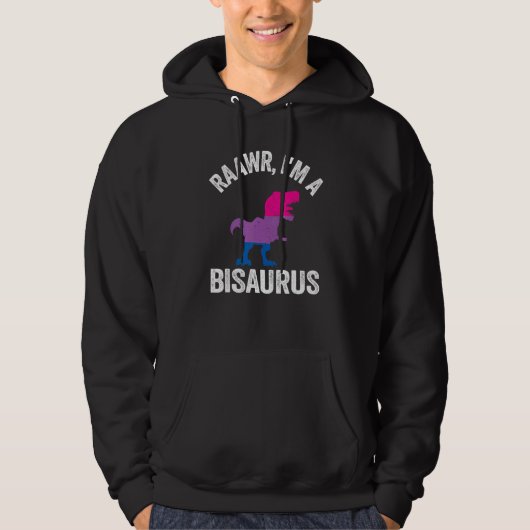 Ik ben een bisaurus Dinosaur Rex Bisexual Flag Bi Hoodie (Voorkant)