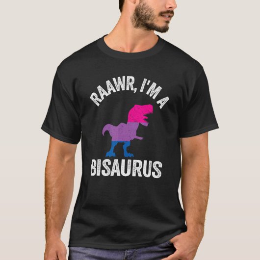 Ik ben een bisaurus Dinosaur Rex Bisexual Flag Bi T-shirt (Voorkant)