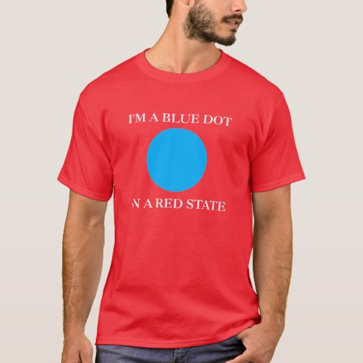 Ik ben een blauwe stip in een rode staat t-shirt (Voorkant)