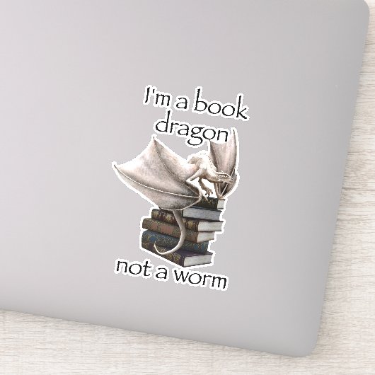 Ik ben een Boek Dragon geen Worm Wyvern Wyrm Sticker (Detail)