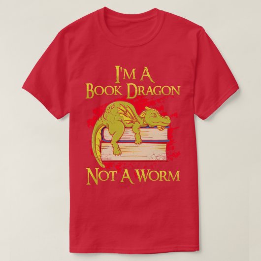 Ik ben een boekdraak, geen worm t-shirt (Design voorkant)