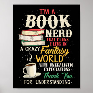 Ik ben een boekennerd - Boekenliefhebber - Literat Poster