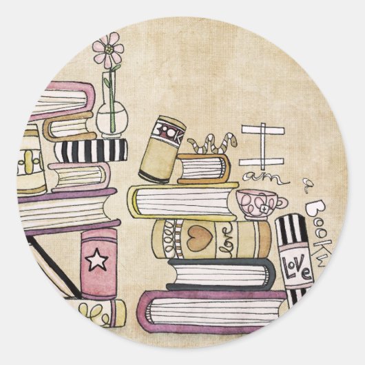 ik ben een boekenworm ronde sticker (Voorkant)