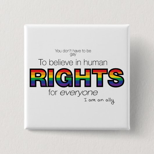 Ik ben een bondgenoot vierkante button 5,1 cm (Voorkant)