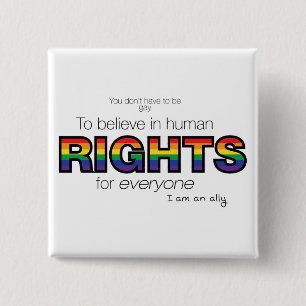 Ik ben een bondgenoot vierkante button 5,1 cm