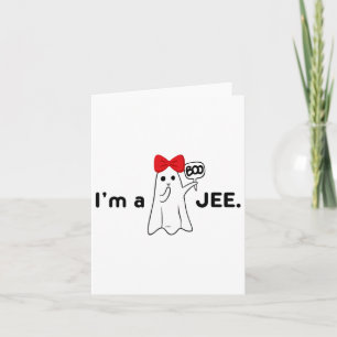 Ik ben een Boo Jee grappig schattig rood lint meis Kaart