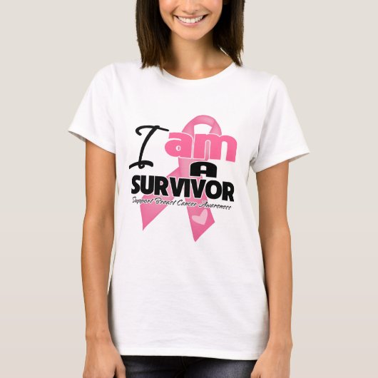 Ik ben een borstkankeroverlevende t-shirt (Voorkant)