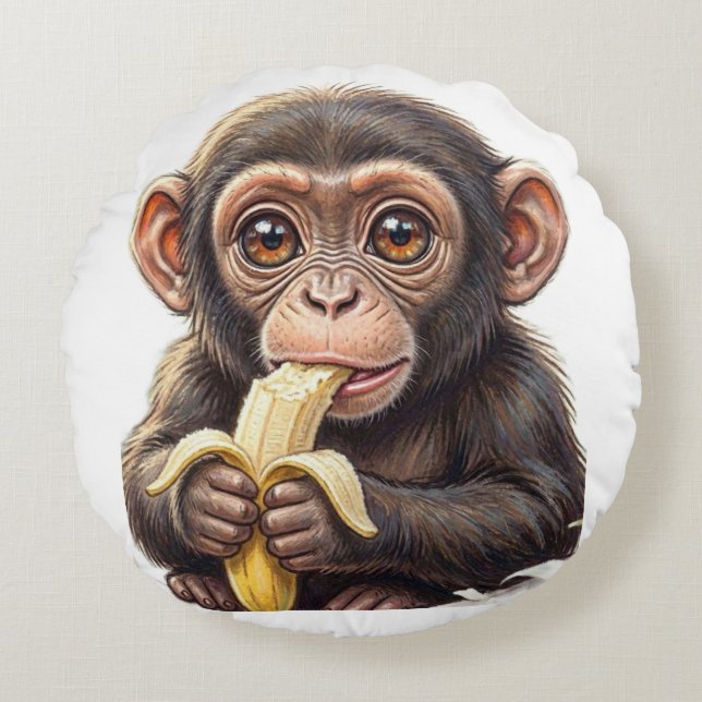 Ik ben een brutale kleine chimpansee! rond kussen (Voorkant)