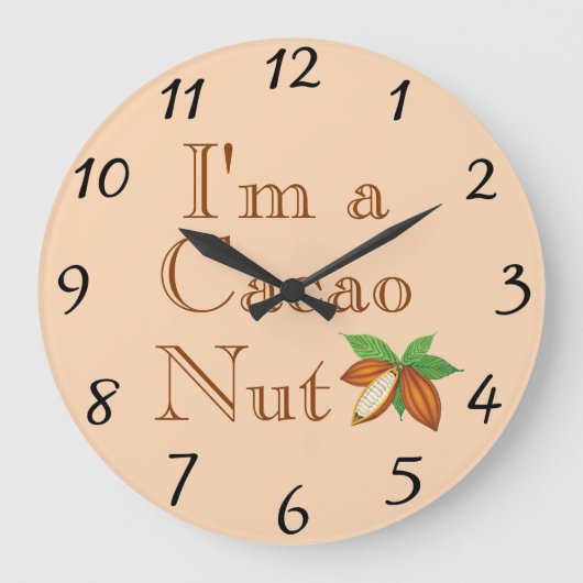 Ik ben een Cacao Nut Wall Clock Grote Klok (Voorkant)