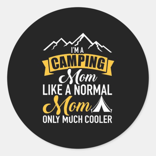 Ik ben een Camping Moeder Ronde Sticker (Voorkant)