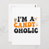 Ik ben een Candy-oholic Grappig Eng Halloween Gesc Briefkaart (Voorkant / Achterkant)