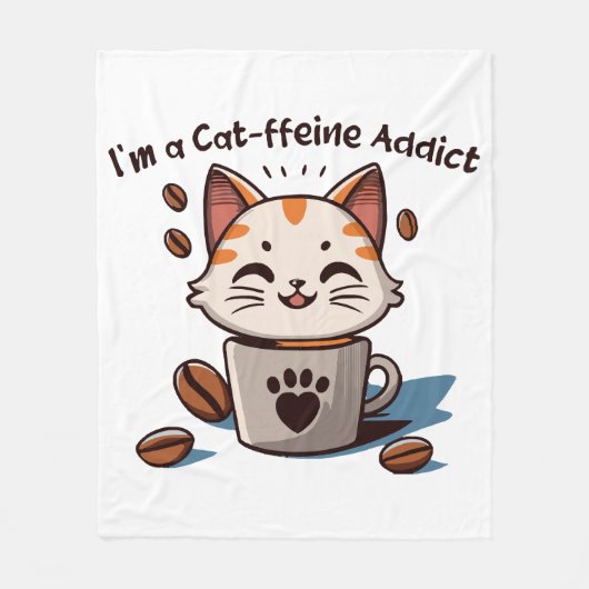Ik ben een Cat-ffeine verslaafde Fleece Deken (Voorkant)