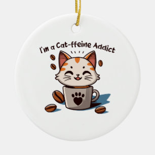Ik ben een Cat-ffeine verslaafde Keramisch Ornament