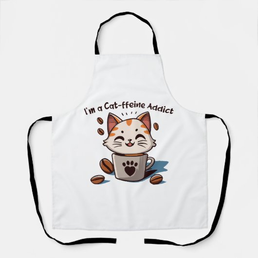Ik ben een Cat-ffeine verslaafde Schort (Voorkant)