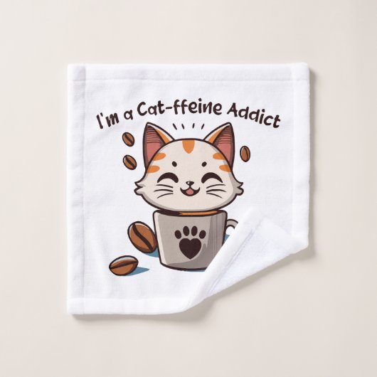 Ik ben een Cat-ffeine verslaafde Washandje (Wasdoekje)