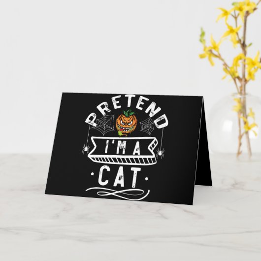 Ik ben een Cat Funny Halloween Costume Gift. Kaart (Gele Bloem)