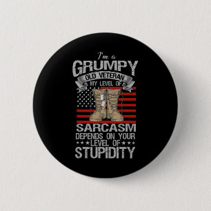 Ik ben een chagrijnige oude veteraan, grappig lege ronde button 5,7 cm