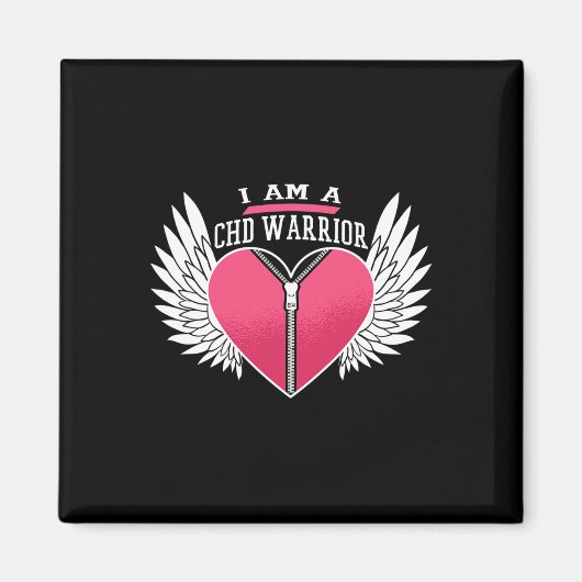 Ik ben een CHD Warrior rits hart met engelenvleuge Magneet (Voorkant)