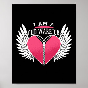 Ik ben een CHD Warrior rits hart met engelenvleuge Poster