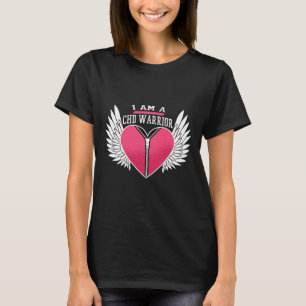 Ik ben een CHD Warrior rits hart met engelenvleuge T-shirt