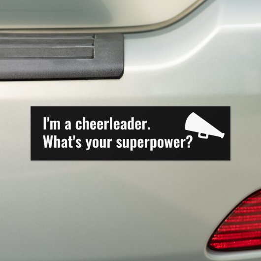 Ik ben een Cheerleader Wat is je Superpower Fun Qu Bumpersticker (Op auto)