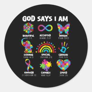 Ik ben een Christelijke jongen Kind autisme Ronde Sticker