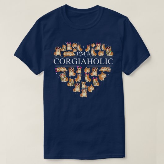 Ik ben een Corgiaholic Hart Grappige Hondenliefheb T-shirt (Design voorkant)