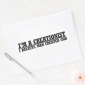 Ik ben een creationistische, grappige atheïstische ovale sticker (Envelop)