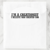 Ik ben een creationistische, grappige atheïstische ovale sticker (Tas)