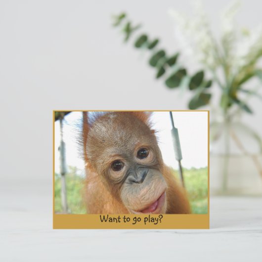 Ik ben een Cute Primate. Briefkaart (Staand voorkant)