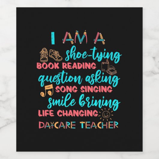 Ik ben een dagleraar wijn etiket (Enkel label)