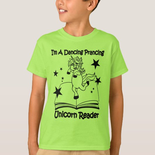 Ik ben een dansende Unicorn Reader T-Shirt - BL (Voorkant)